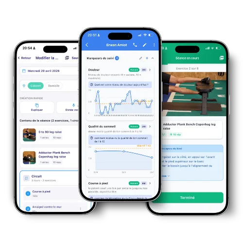 Application Physiom sur mobile, suivi patient kinésithérapeute
